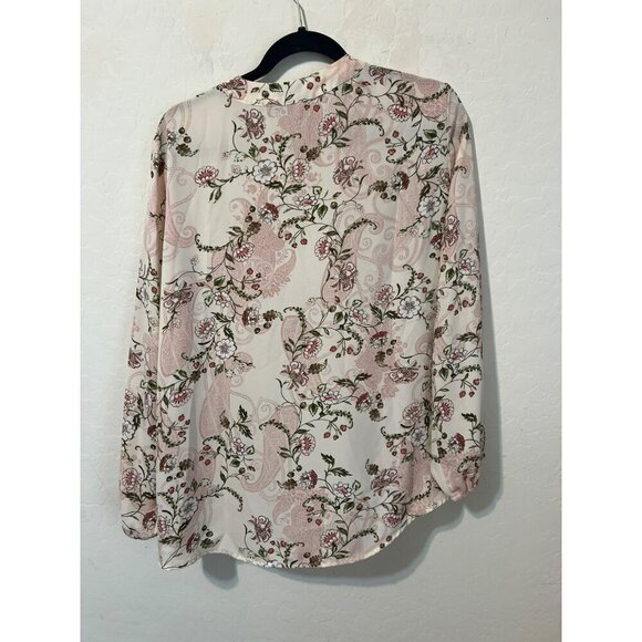 Soho New York & Co Jeans Sz L Floral Print Blouse Tie Front Crossover Hem - Picture 8 of 10